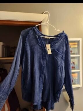 Blue Lightweight Button-Up Shirt